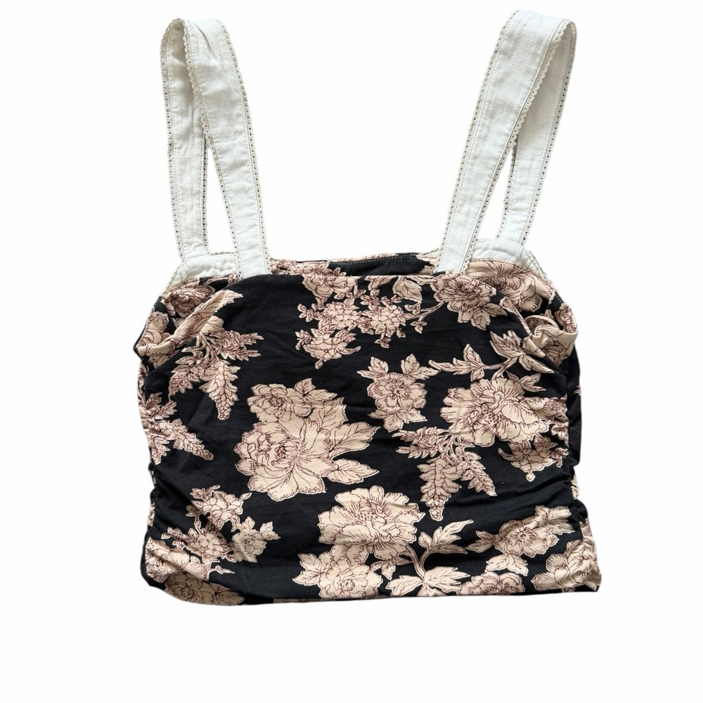Free People Two Tone Tank Black Floral Size S NWT - Picture 3 of 4